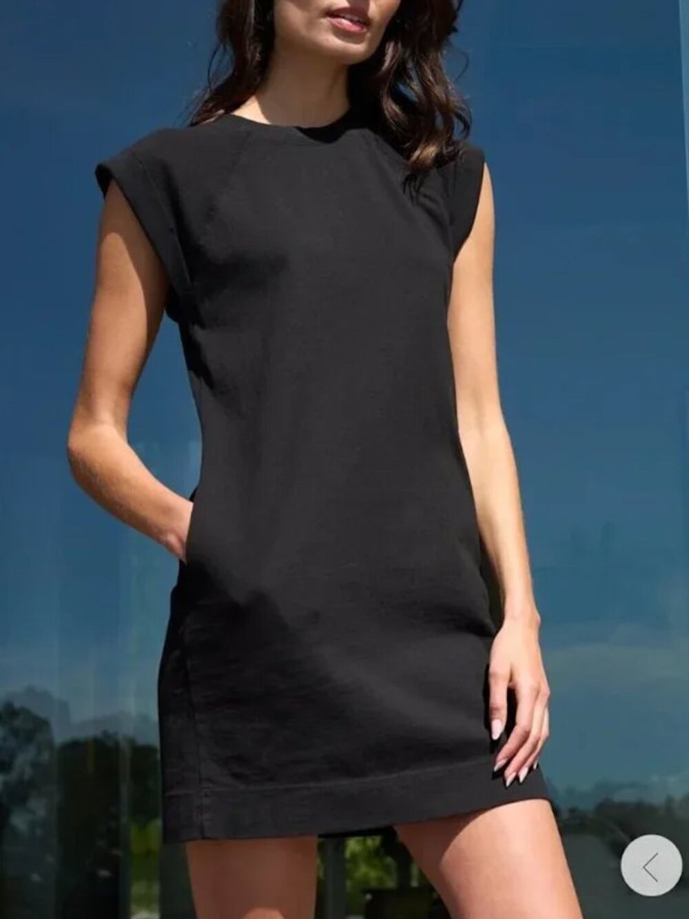 Rowan Estelle Cap-Sleeve Raglan Heritage Tee Shirt Dress Pockets Black Small